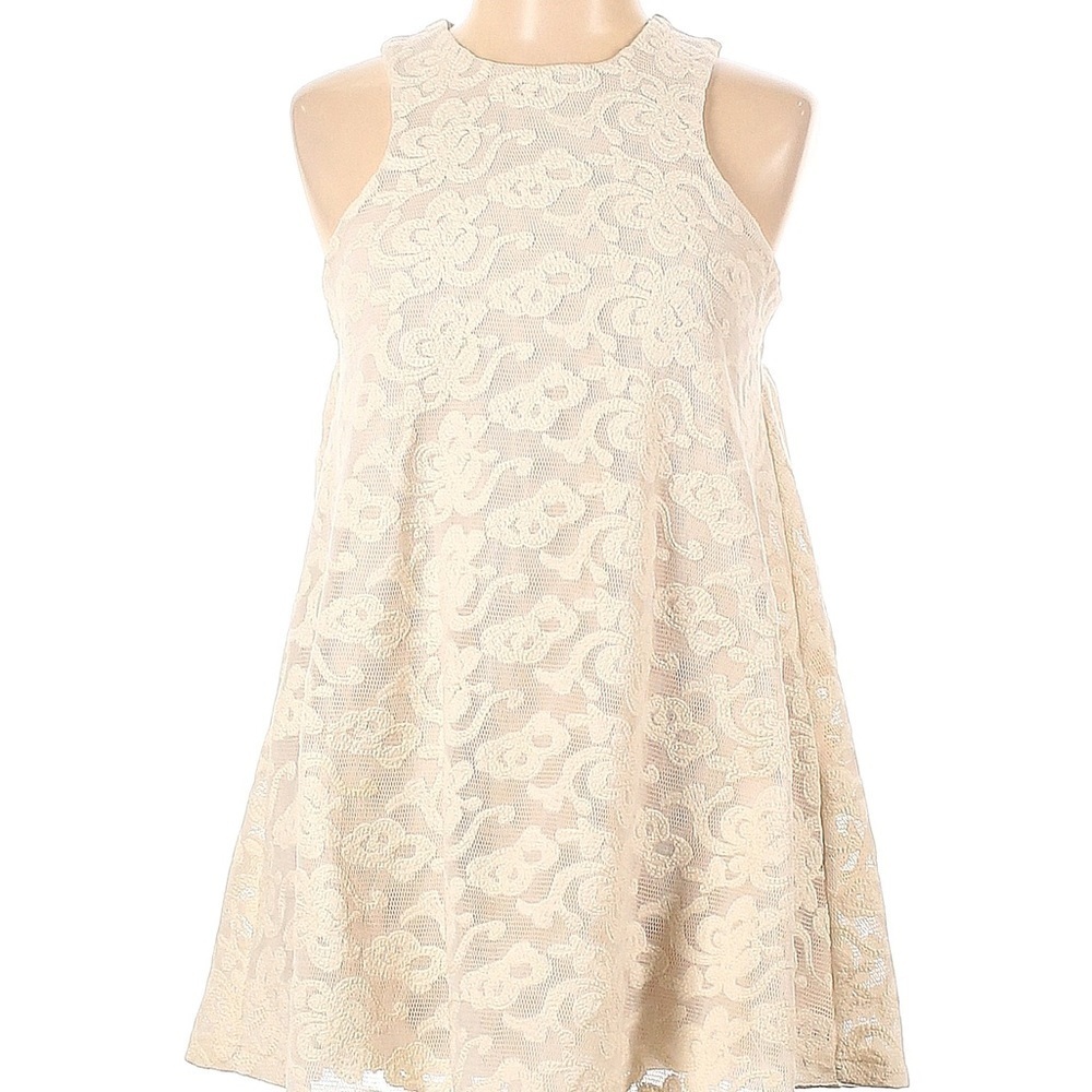 JOA Lined Cocktail Embroidered Overlay Dress, Women’s M, Ivory